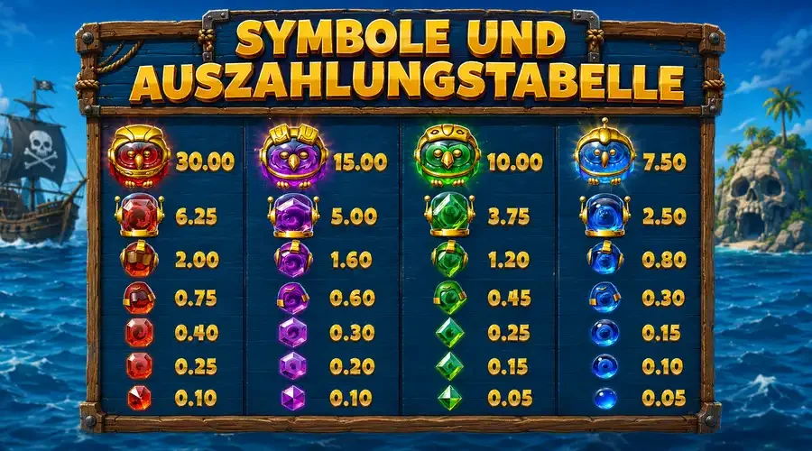 Pirots 5 Symbole und Auszahlungstabelle