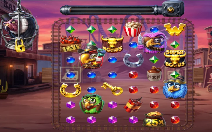 Pirots 3 Gameplay mit Wild-West-Raster